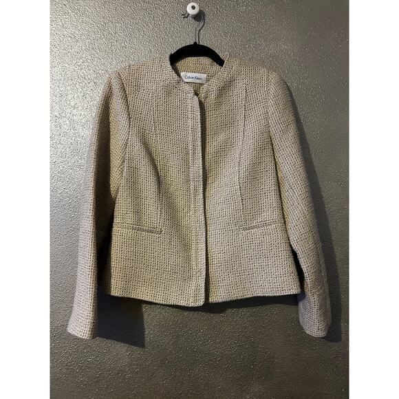 Calvin Klein Professional Office Business Academia Tweed Bouclay Zipper Blazer - Picture 1 of 10